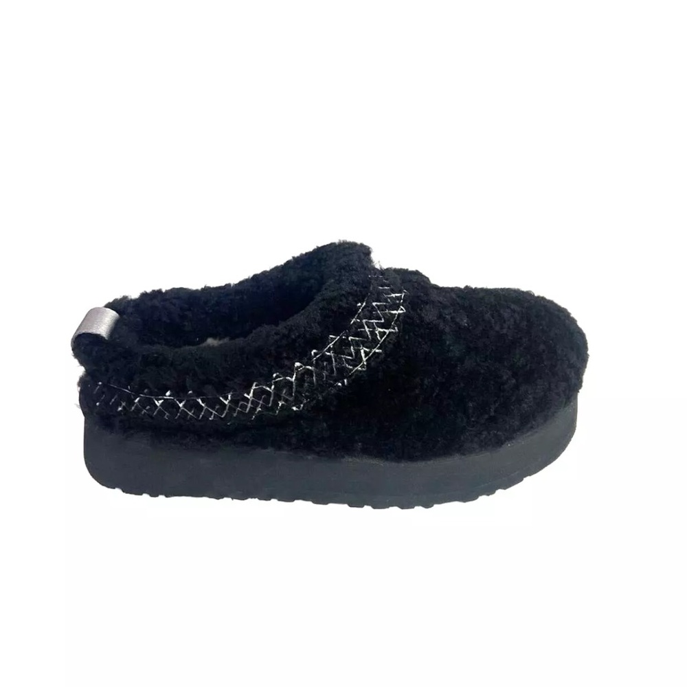 NEW UGG Tazz UGGbraid Black Sheepskin Platform Slippers Shoes Women Size 9